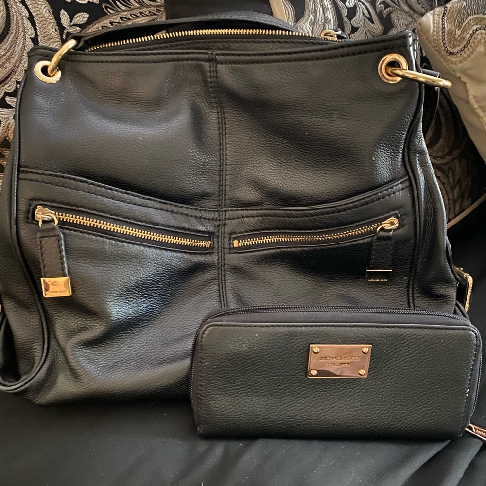 MK Black Purse Set